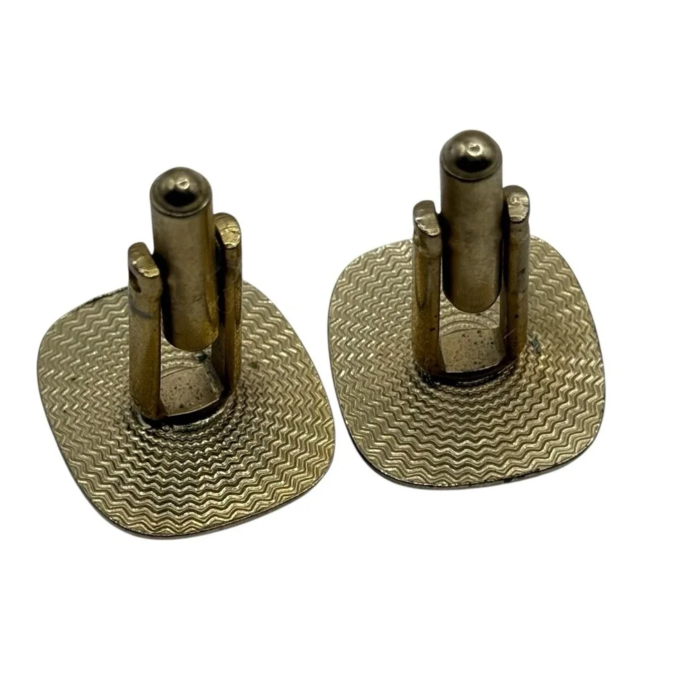 Roman or Greek Soldier‎ Cufflinks Vintage Gold Tone Frame MCM Black Design Retro